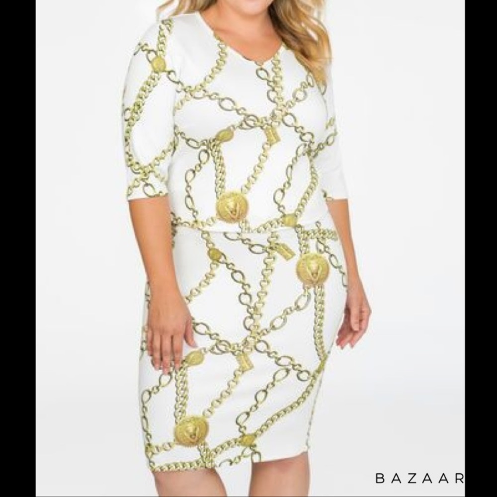 Ashley Stewart White Gold Chain Print TOP 22/24